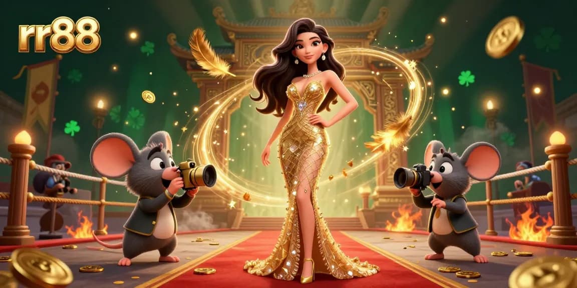 Experience the excitement of rr88 with a stunning casino scene featuring dynamic elements, golden tokens, and vibrant effects.
