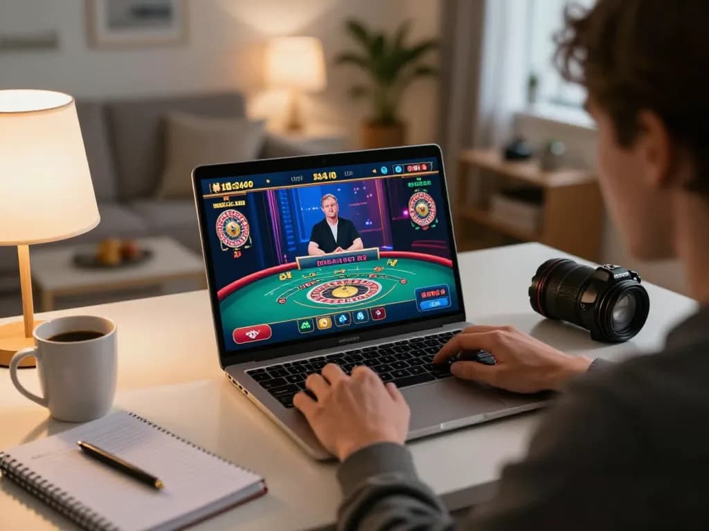 Player enjoying live casino action on TR88 platform, engaging with vibrant roulette gameplay from home setup