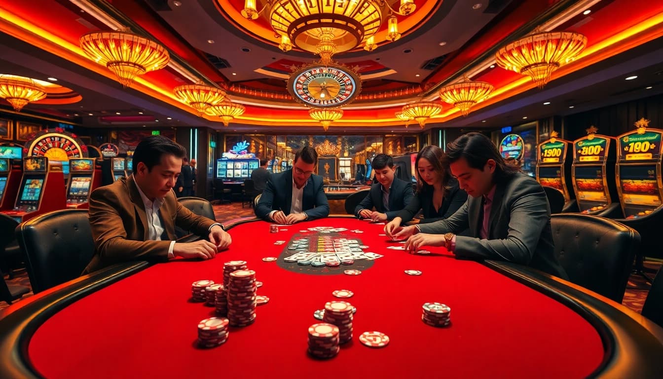 Experience the thrill of high-stakes poker at xin88 with luxurious tables and vibrant casino life.