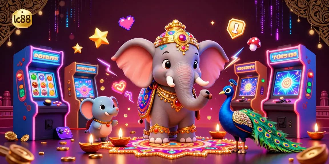 Experience exhilarating gaming wins at lc88 with vibrant casino elements and rich 3D illustration.