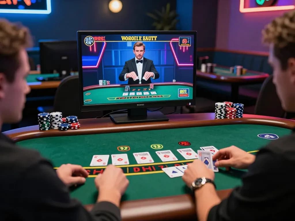 Play exciting blackjack at sunwin's engaging online casino, showcasing live dealer action and colorful chips.