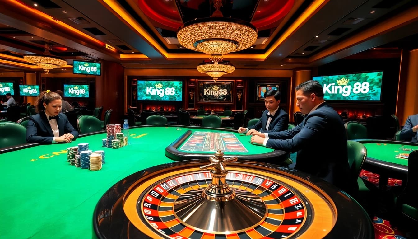 Experience excitement at king 88 with vibrant casino tables and high-stakes poker games.