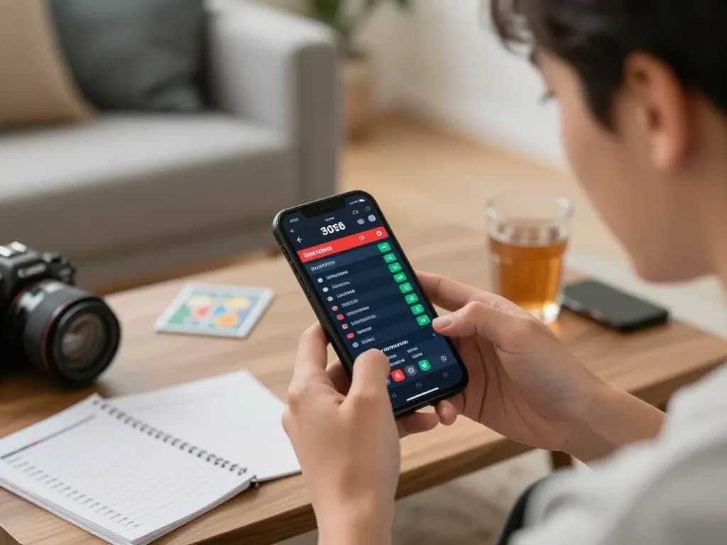Tham gia cá cược thể thao sử dụng ứng dụng Link 12bet trên một chiếc smartphone trong một không gian ấm cúng tại nhà
