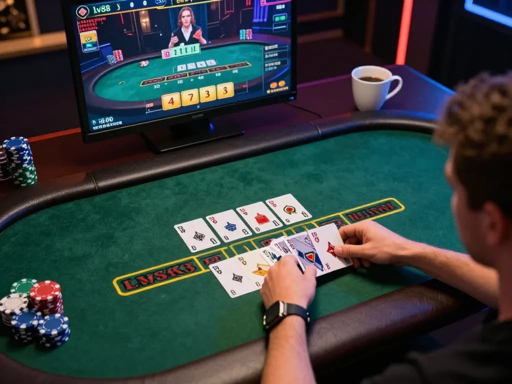 Engaging player experiencing high-stakes Blackjack at lv88 com with vibrant interface and strategic momentum.