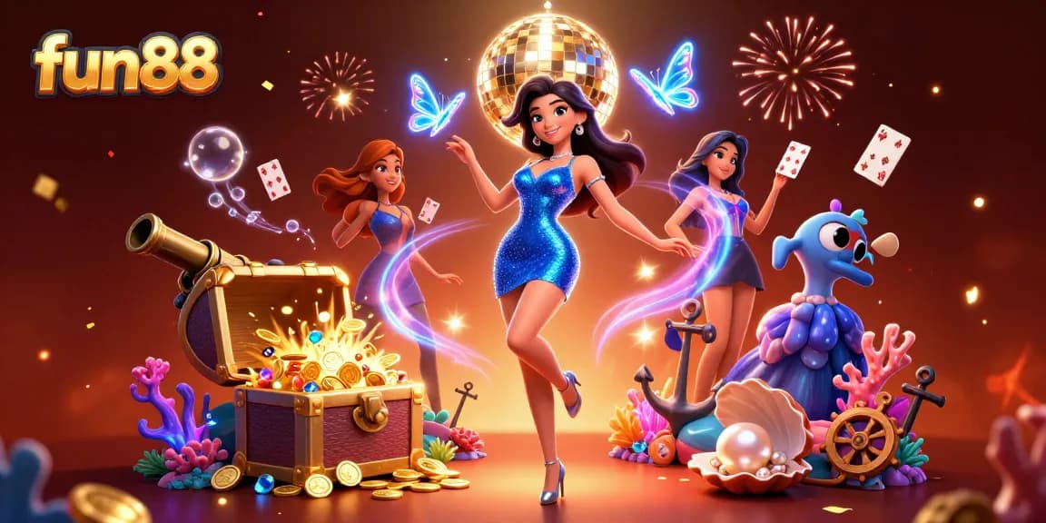 Experience the thrill of fun88 with glamorous gaming elements in an enchanting casino scene.