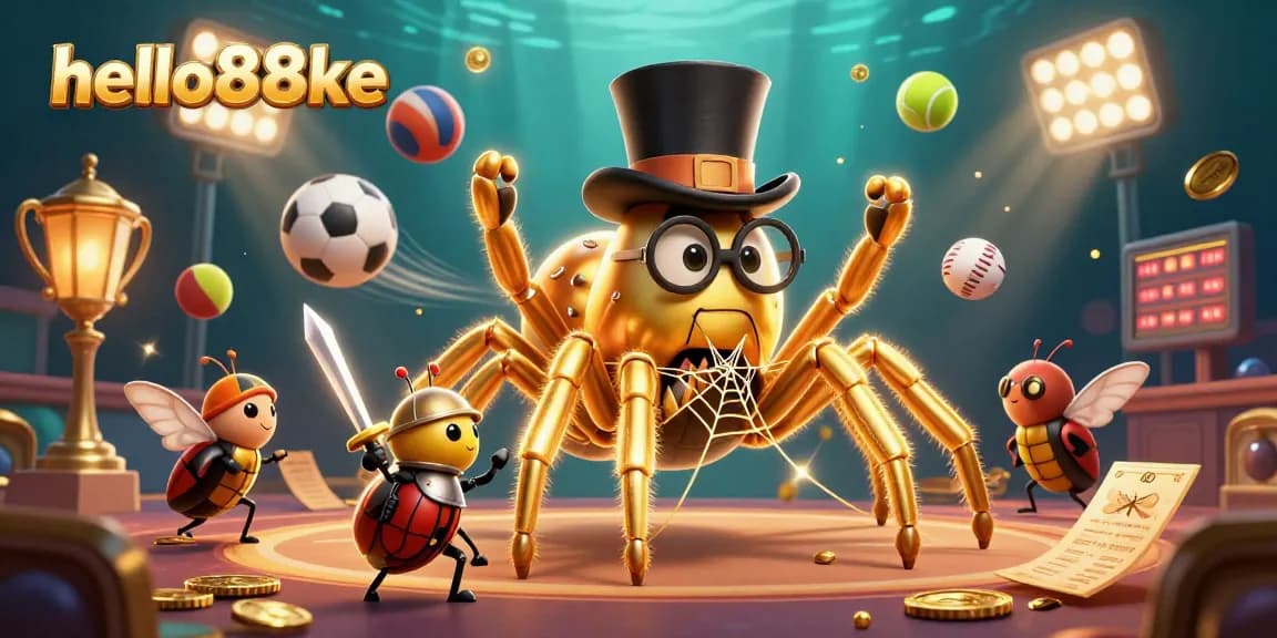 Unleash gaming fun with hello88ke as a golden tarantula weaves a web of excitement.