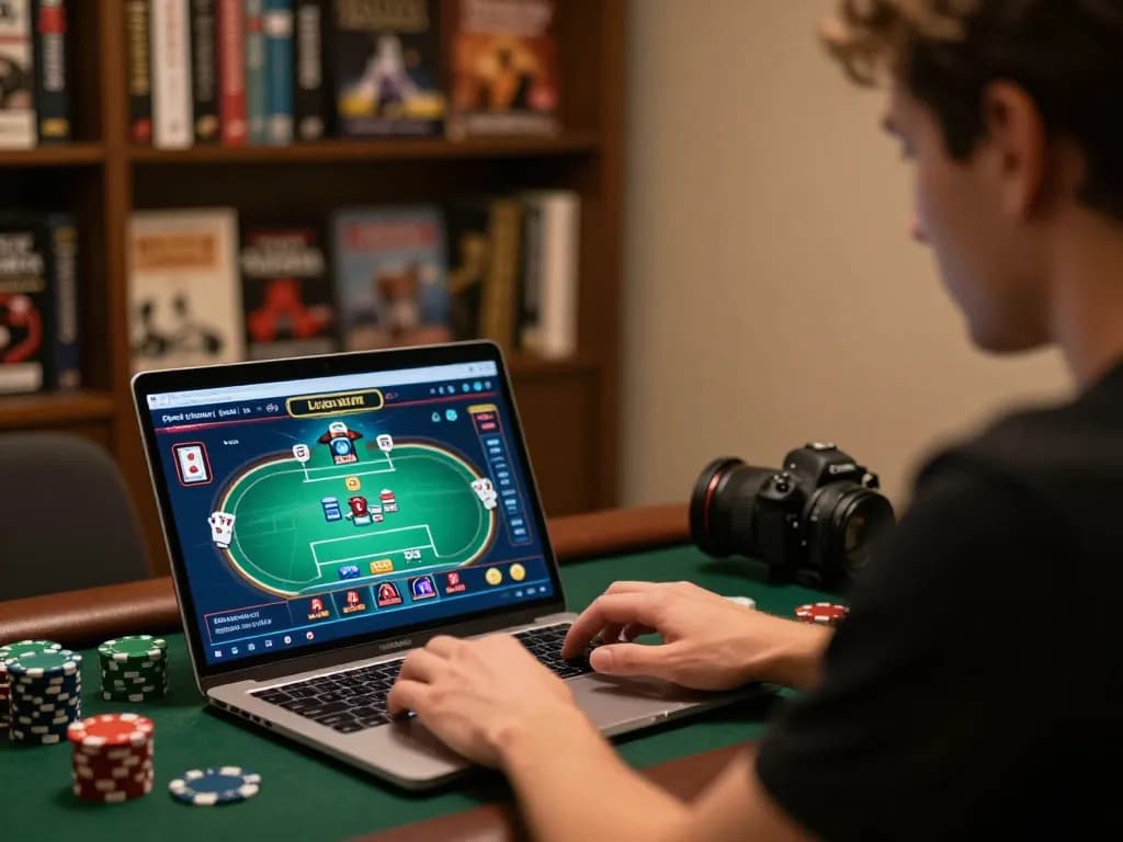 Player strategizing with MAX88 on an online casino game interface in a cozy home setting.