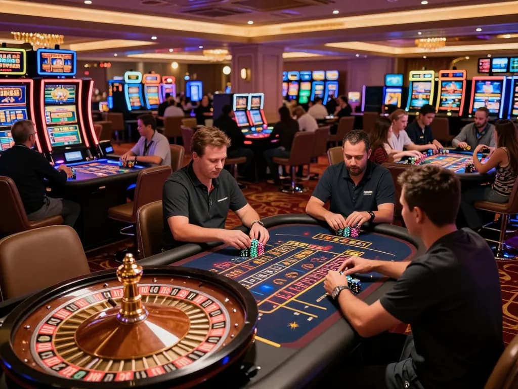 Players enjoying games at the Go 88 casino, with vibrant lights and exciting action.
