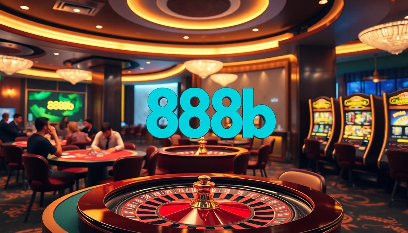 Experience the excitement of casino gaming at 888b with vibrant tables and lively players.