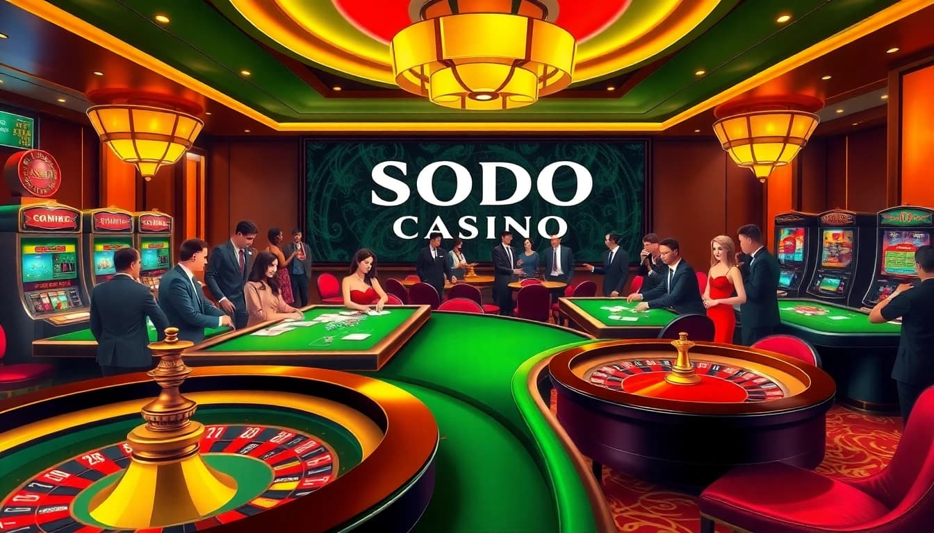 SODO CASINO players enjoying the excitement at a luxury gaming table during an intense game.