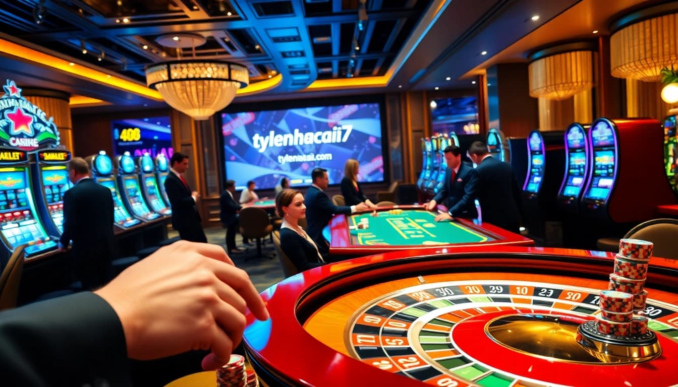 tylenhacai7.com gamblers strategizing at a roulette table in an upscale casino atmosphere