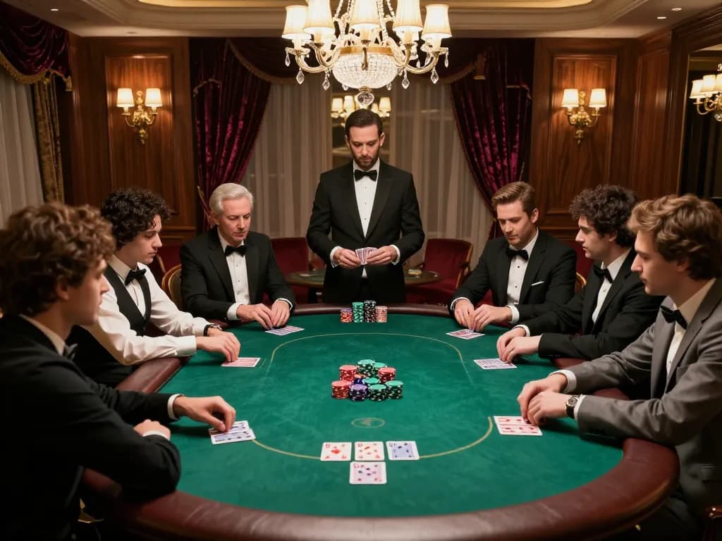 Players engaged in an intense poker game at DU88 casino, showcasing strategy and sophistication.