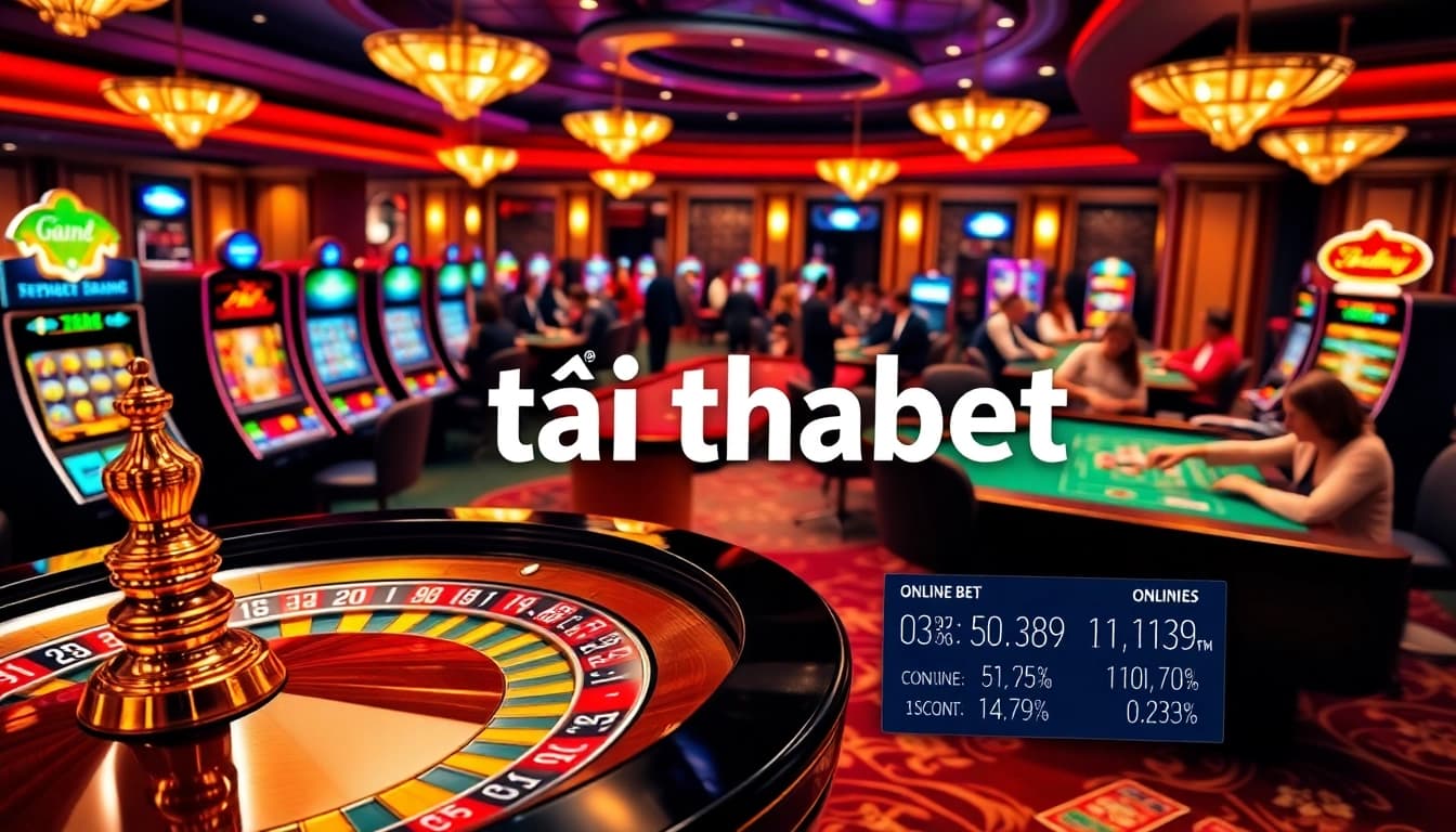 Gamblers enjoying an exciting atmosphere at a casino, highlighting the keyword tải thabet in the experience.