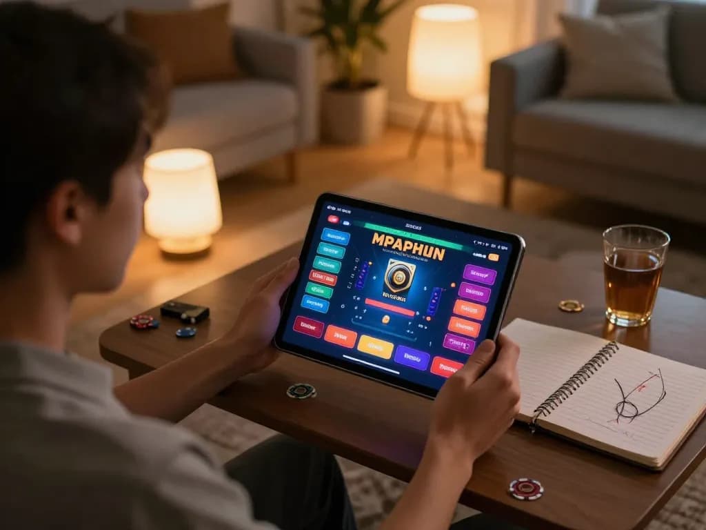 Engaging in bet789 online casino game with cozy setup and strategic elements.
