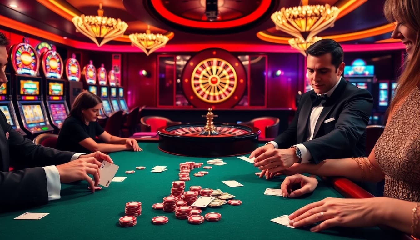 Exciting casino gameplay at https://xx88.moe/ with poker chips and a roulette wheel, showcasing high-stakes betting.