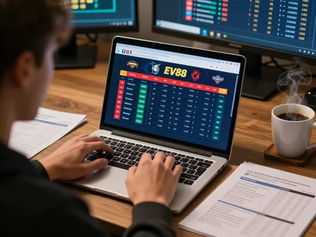 Engaging online betting scene with a focus on Ev88 sportsbook and strategic analysis.