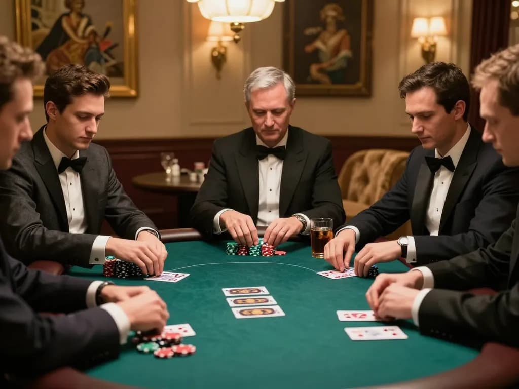 Players engaging at a luxurious poker table during a night of gambling at 58wiin