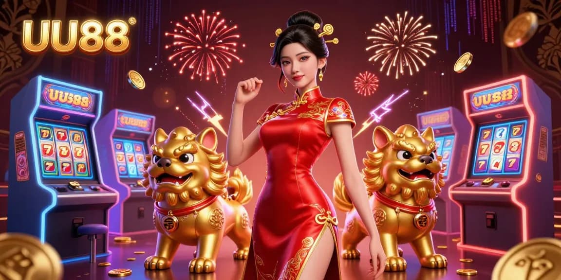 Play exciting slot games at UU88 with a glamorous Asian theme, showcasing the thrill of high-stakes gambling.