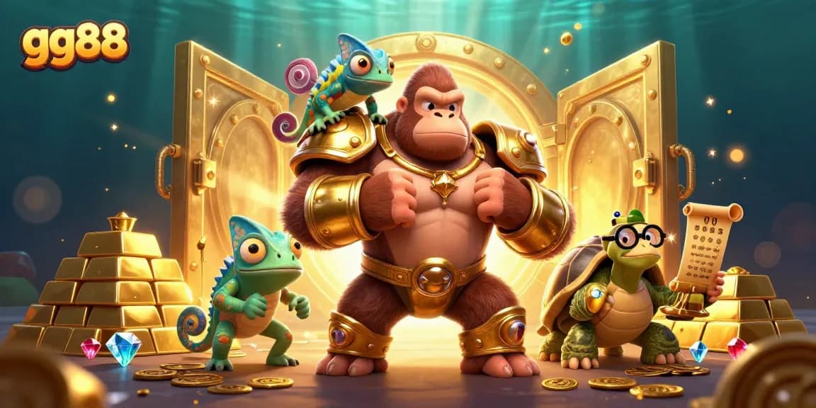 Experience thrilling gameplay at gg88 with an exciting scene featuring a bold gorilla king and dynamic colors.