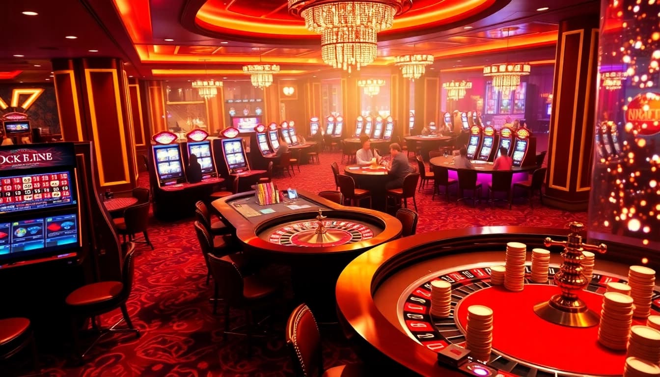 Exciting casino scene with QQ88pro Vip branding, showcasing vibrant tables and lively gameplay.