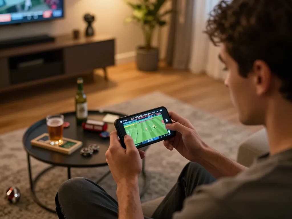 Engaging sports betting moment on 92SLOT mobile app with player monitoring live odds