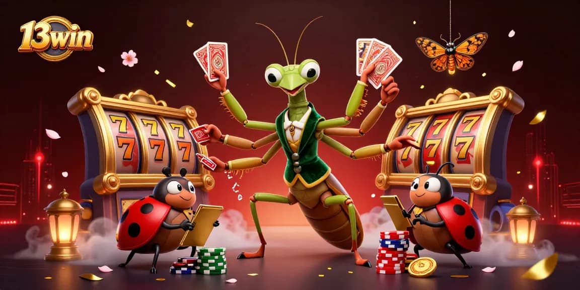 Experience 13win's thrilling slot games with vibrant characters and dynamic elements.
