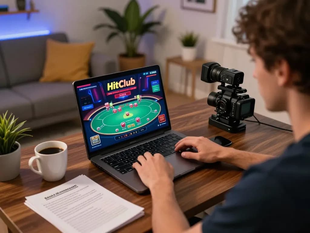 Hitclub player reviewing bankroll strategies while engaged in online poker