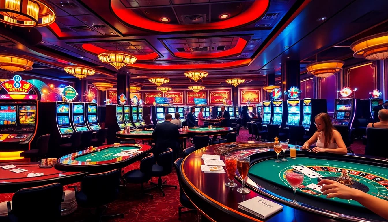 Excited players engaged in various games at a casino while focusing on đăng nhập xx88 for online gambling.