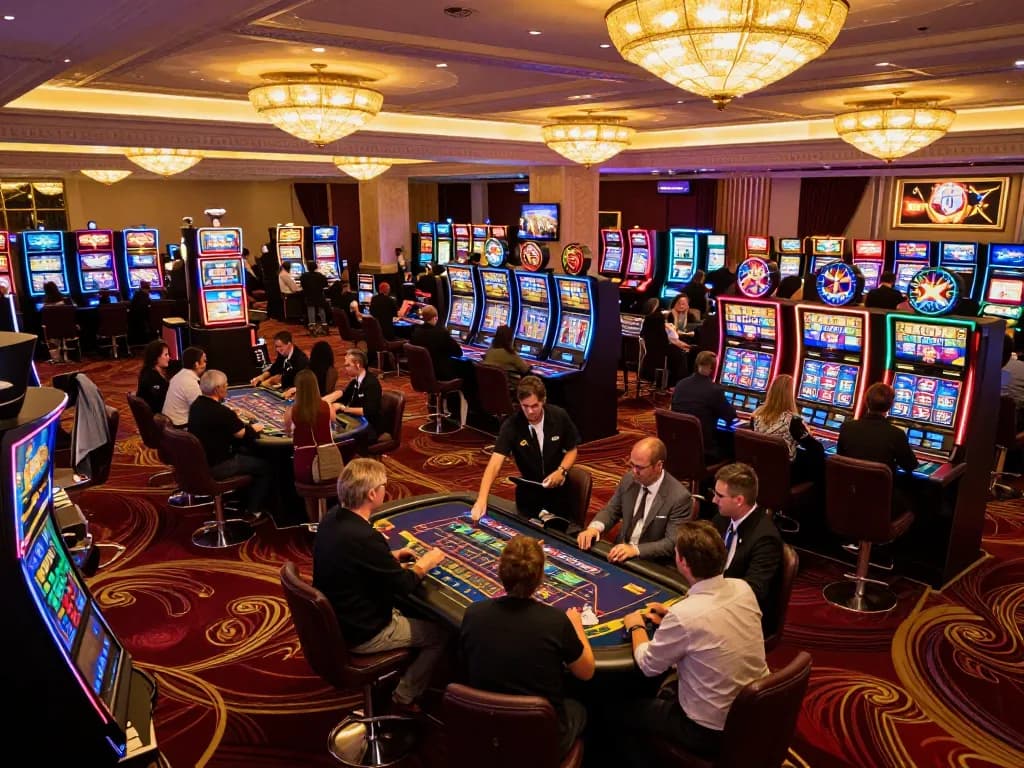 Players engrossed in gaming at F168 casino, showcasing excitement and luxury atmosphere