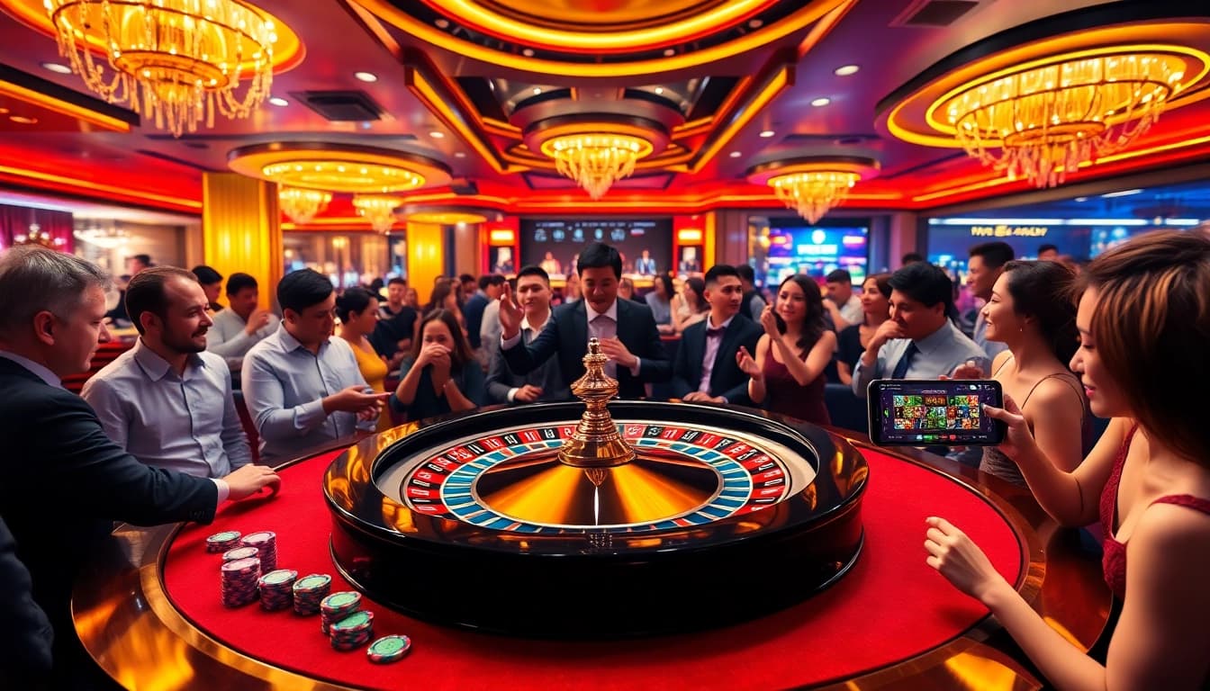 Players enjoying exciting games at the roulette table on https://rr88.black/ with colorful chips and a professional dealer.