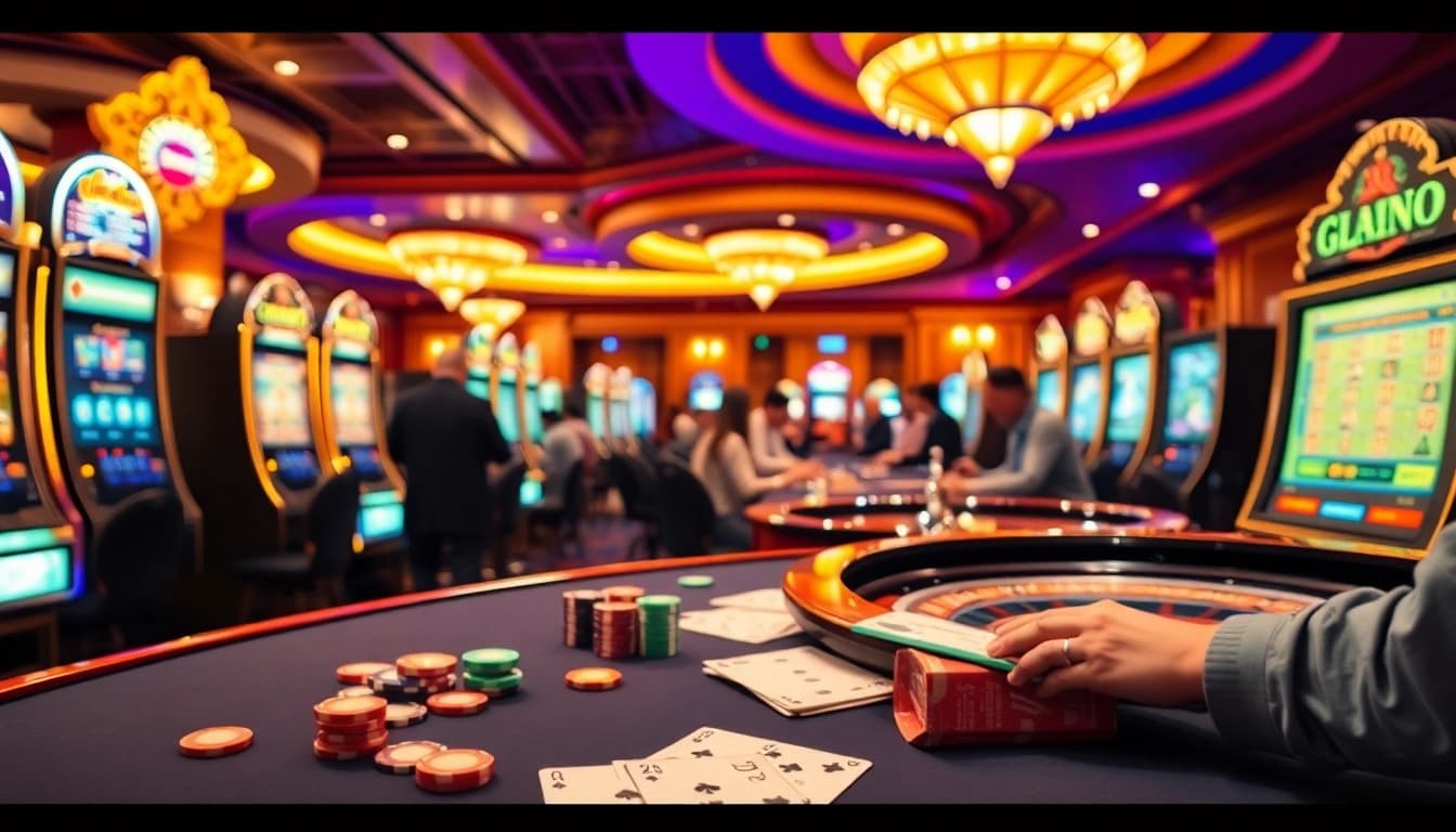 Bettors enjoying vibrant slot machines and roulette at https://nohudoithuong.life/ casino offering exciting gambling experiences.