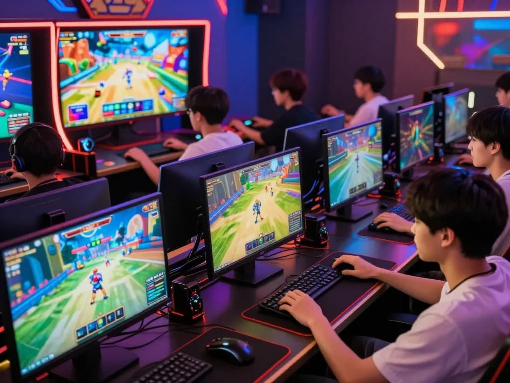Players excitedly engaging in games while preparing to tải sunwin, showcasing colorful graphics and immersive atmosphere.