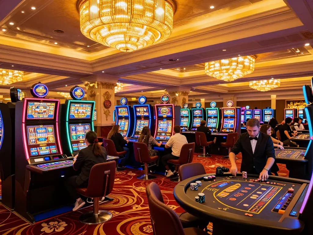 Players enjoying various games at 78WIN casino, showcasing vibrant atmosphere and engagement.