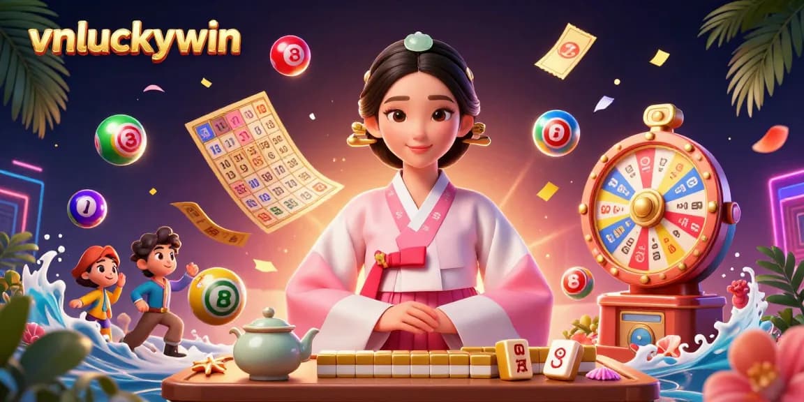 Experience vnluckywin's vibrant lottery scene with colorful elements and engaging visuals.