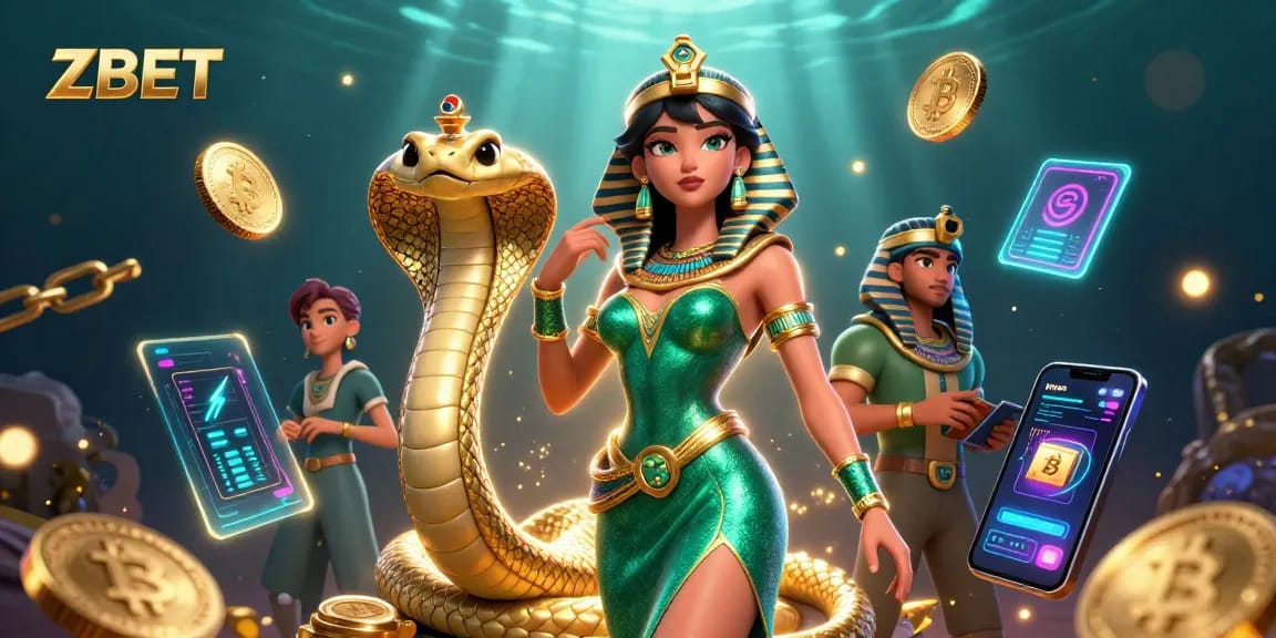 Engage in thrilling games with ZBET, featuring a stunning casino illustration with crypto elements.