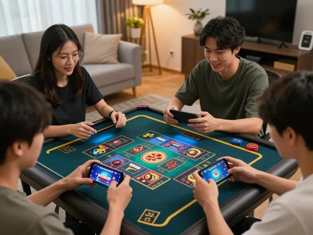 Players using yowesjp daftar on mobile devices at home, enjoying online casino gaming experience.