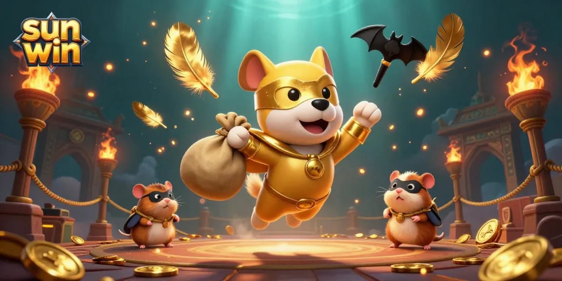 Experience sun win with vibrant gaming action in a colorful casino scene featuring a superhero dog.