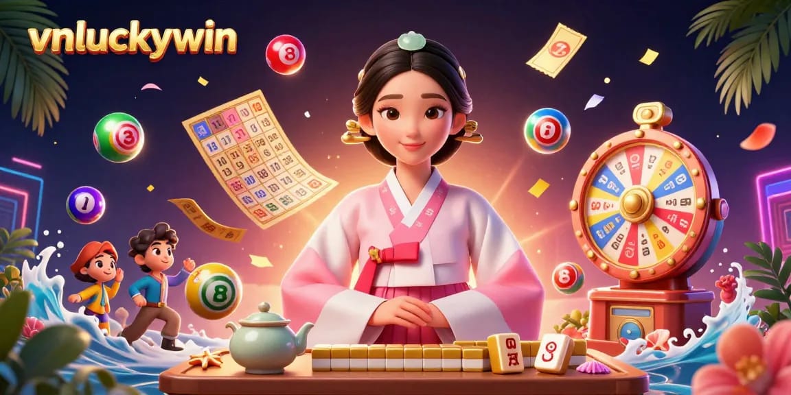 Experience vnluckywin's vibrant lottery scene with colorful elements and engaging visuals.