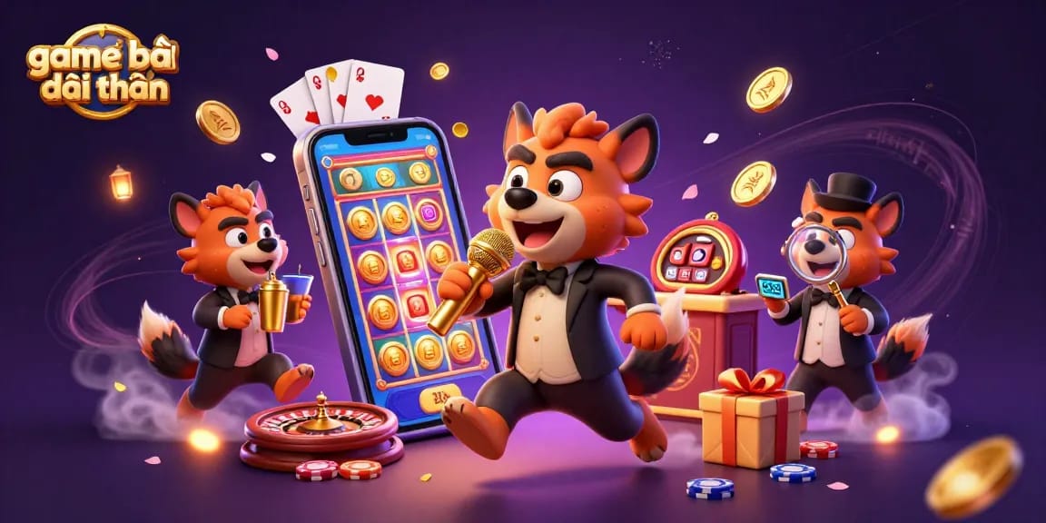 Engage in game bài đổi thưởng with a vibrant 3D hyena casino scene featuring comedy and gaming elements.