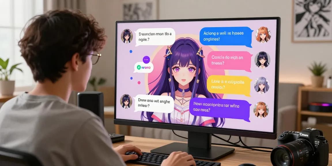 Engaging ecchi chat AI interaction with colorful avatars and playful dialogue.
