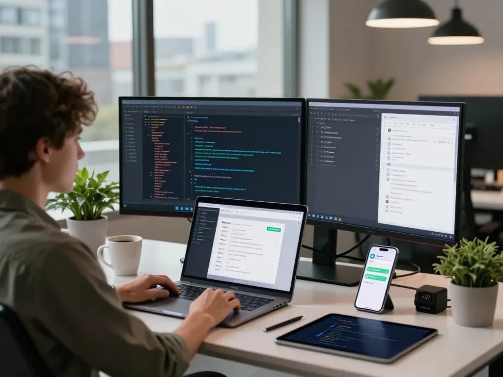 MoltBot AI demonstration in a modern workspace showcasing task automation and multi-platform communication integration.