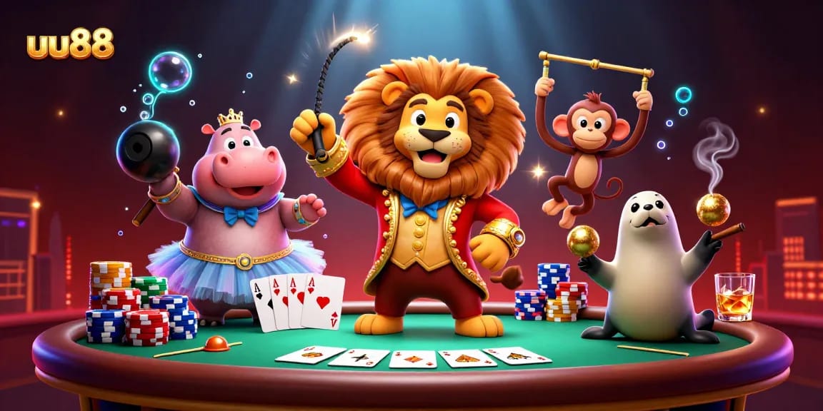 Engage with uu88's vibrant casino experience featuring characters in dynamic, action-packed scenes.