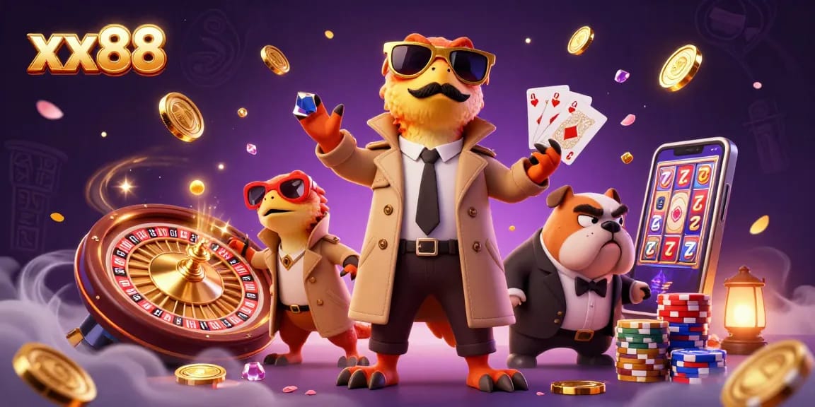 Experience thrilling gameplay at XX88 as cartoon raptors sneak into a VIP casino!