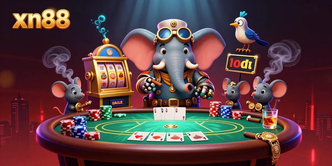 Experience thrilling gameplay at xn88 with a vibrant steampunk casino scene showcasing dynamic characters and game elements.