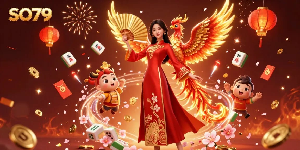 Experience the thrill of SO79 with vibrant golden elements and a captivating festive scene.