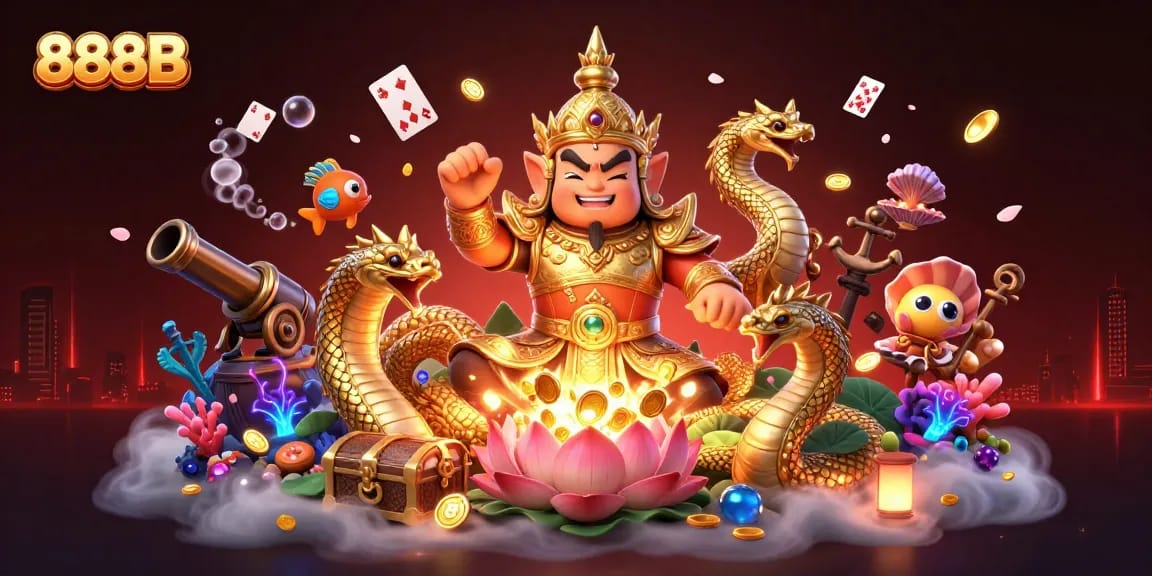 Unlock big wins with 888B's vibrant gambling heroes amidst spectacular gold treasures.