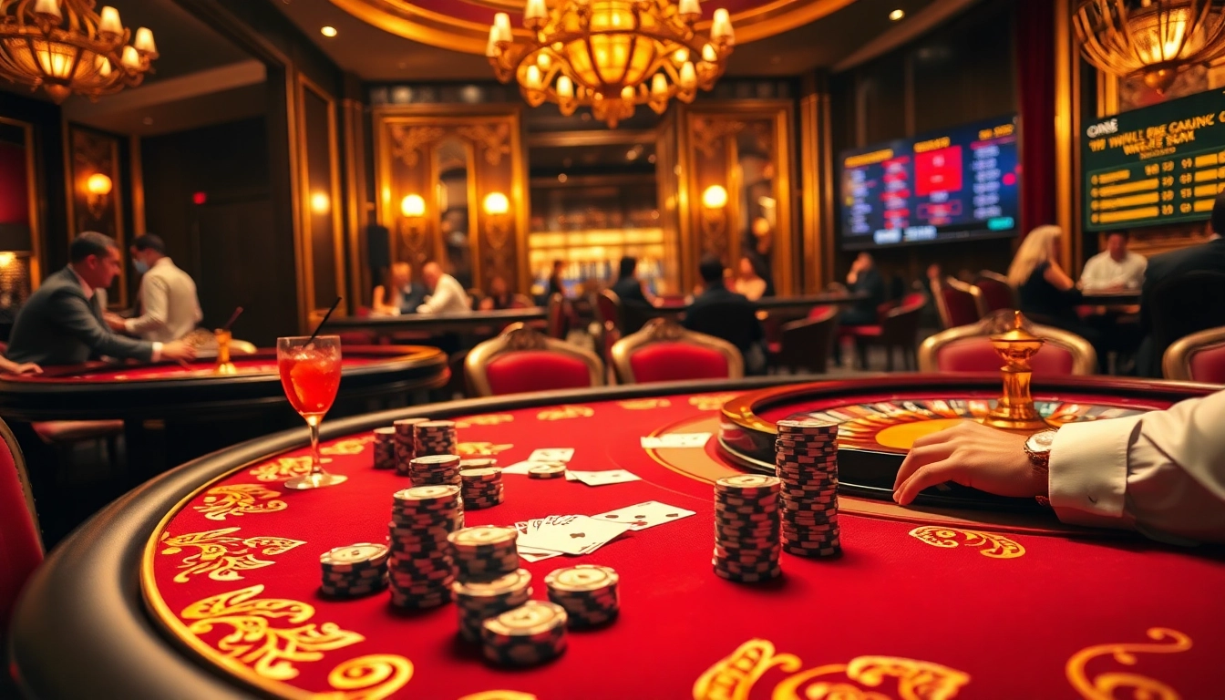 Experience the dynamic betting action at https://188v.today/, featuring a luxurious casino scene with poker tables and roulette.