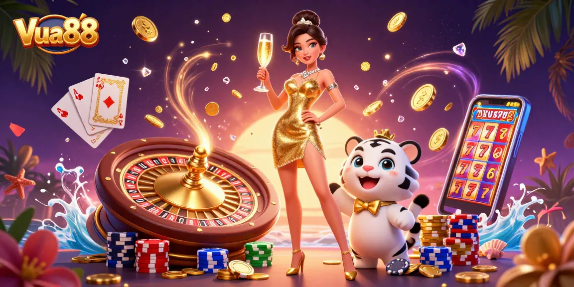 Experience Vua88's thrilling gameplay with glamorous visuals and vibrant casino elements.