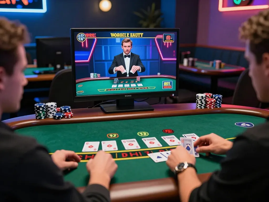 Play exciting blackjack at sunwin's engaging online casino, showcasing live dealer action and colorful chips.
