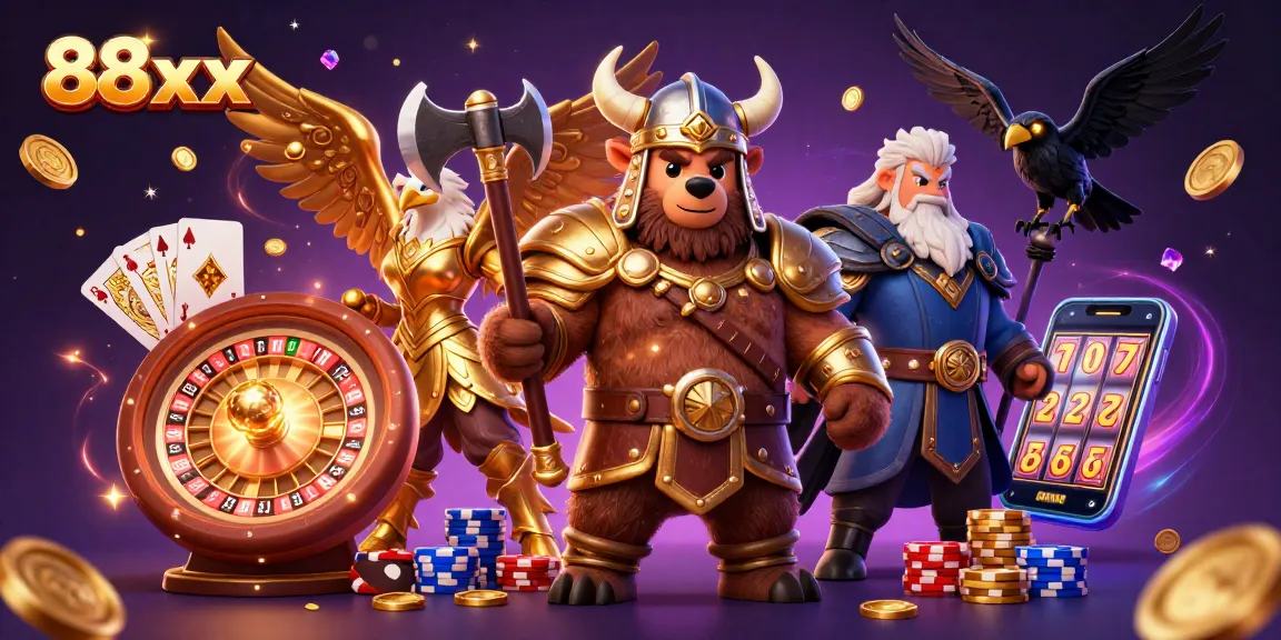 Experience thrilling casino excitement with the 88xx Viking bear, Valkyrie eagle, and dynamic game elements.